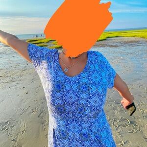 croft & barrow blue and white dress